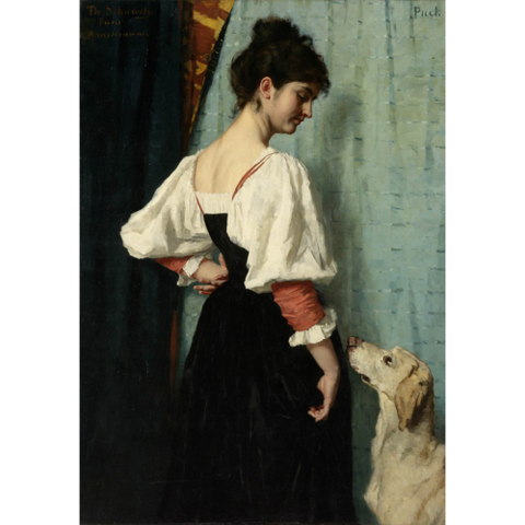 Young Italian woman with dog Puck