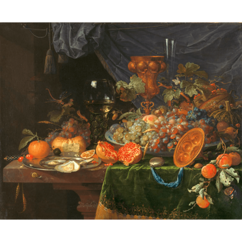 Still life with fruits and oysters