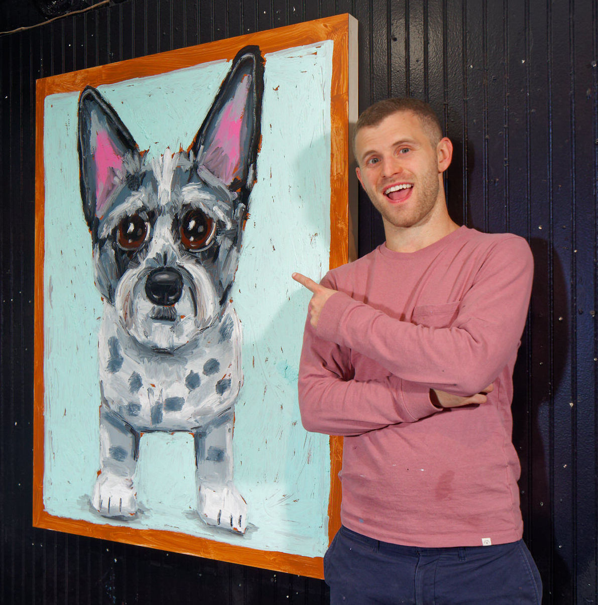 A black-and-white Chihuahua portrait by Ben Lenovitz shown in the studio
