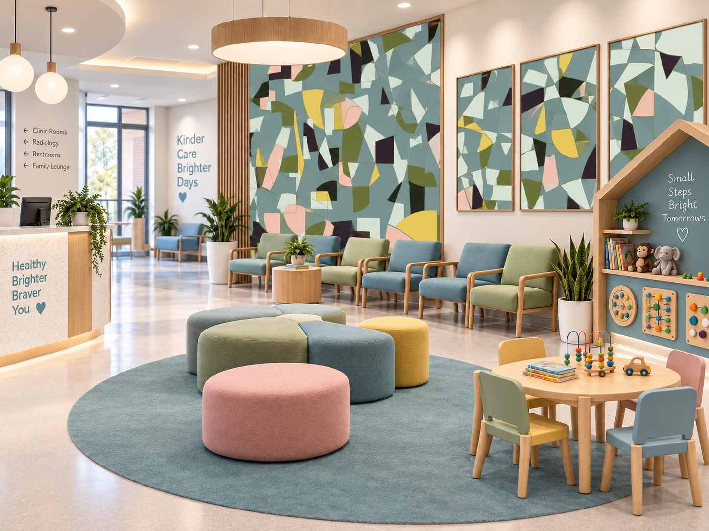 Concept visualization of a pediatric healthcare waiting area using the Organic Fractal pattern
