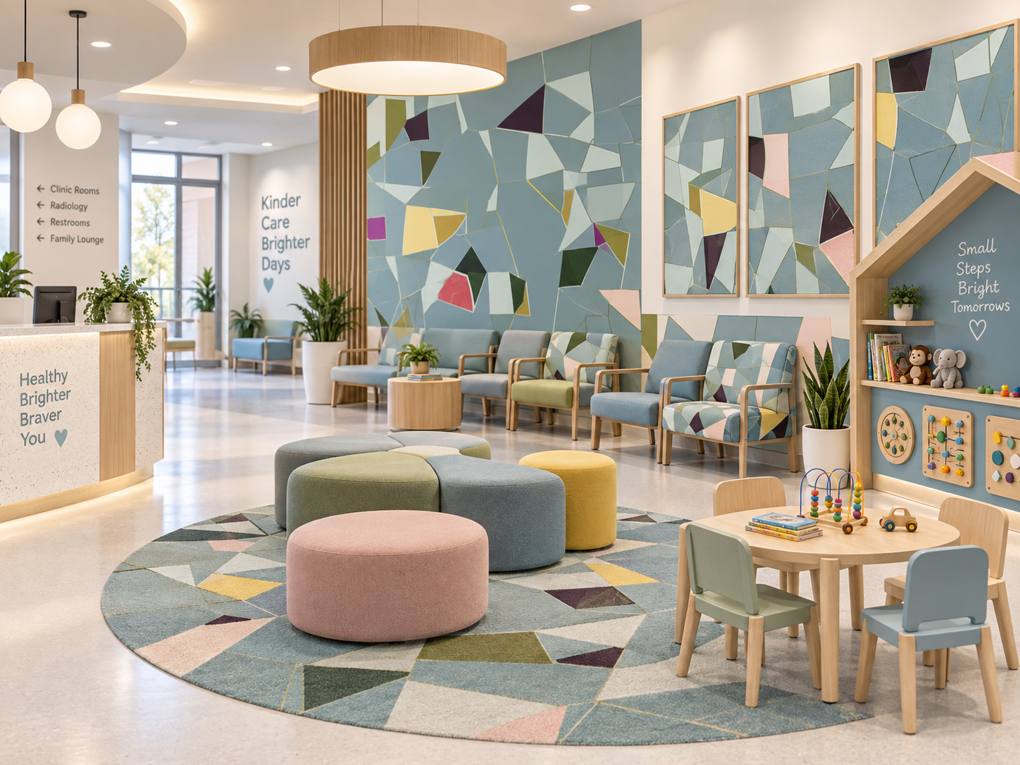 Concept visualization of a pediatric healthcare waiting area using the Organic Fractals pattern